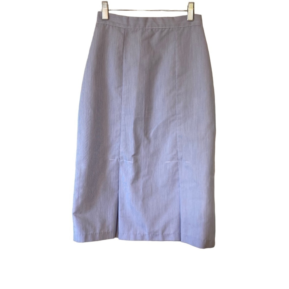 Vintage Small Pin Striped Periwinkle Blue Midi Skirt Sz XS